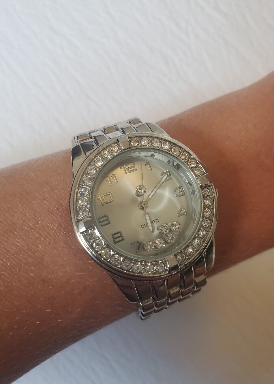 Silver-tone Crystal Accent Quartz Watch